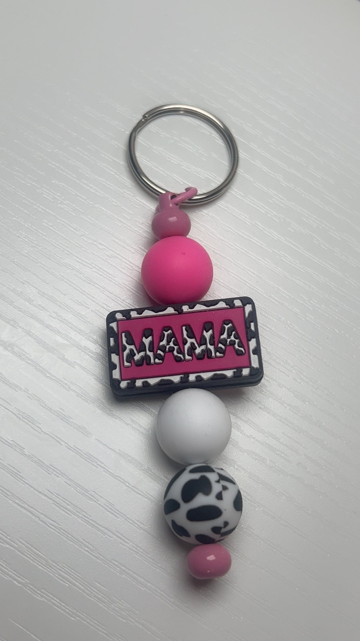 Cow print mama keychain