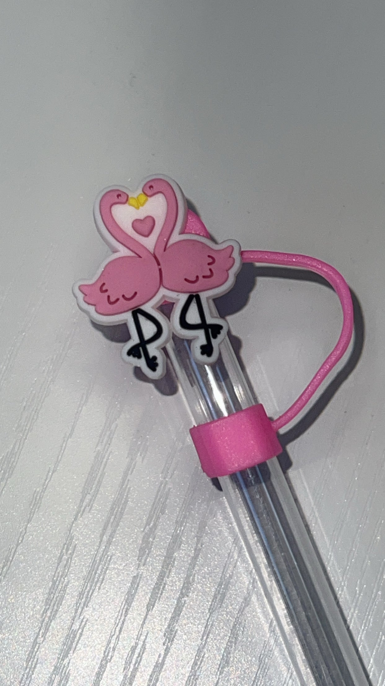 Flamingo love straw topper