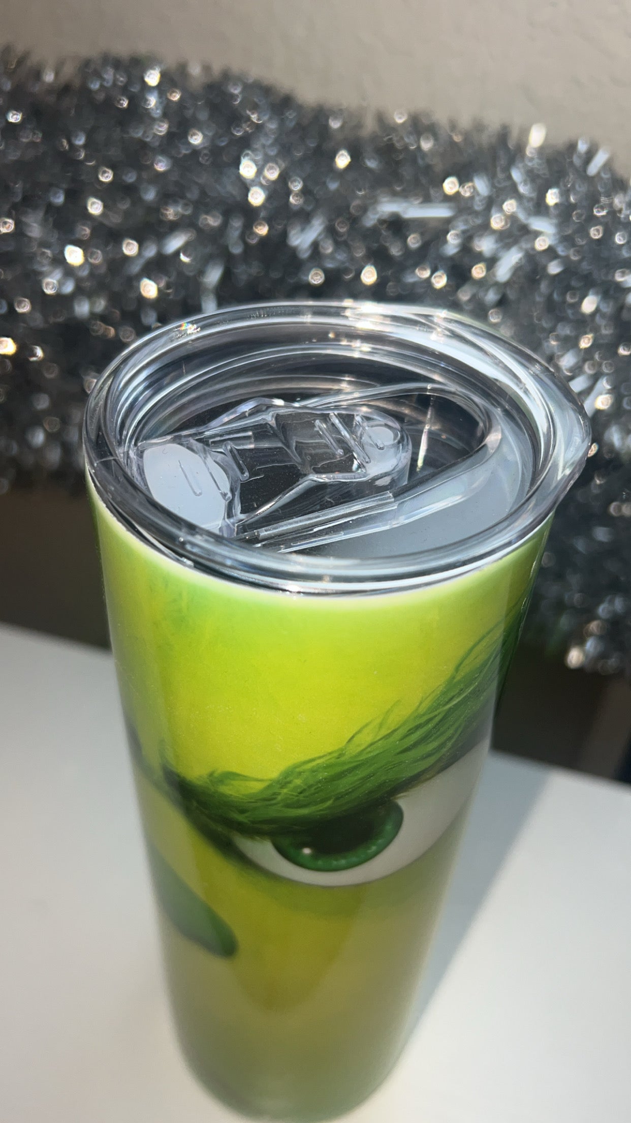 Grinch tumbler with no straw