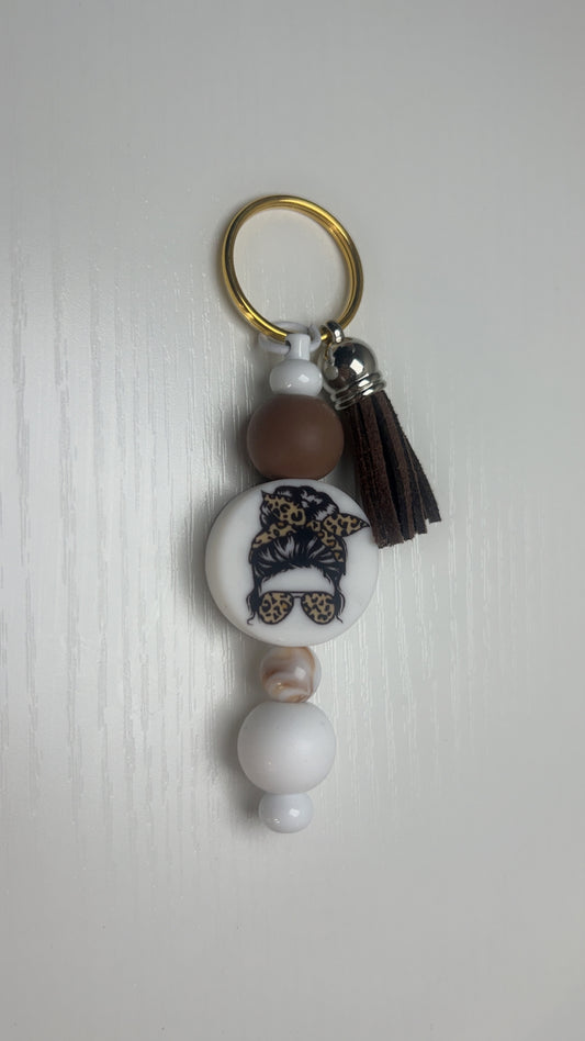 Leopard girl keychain