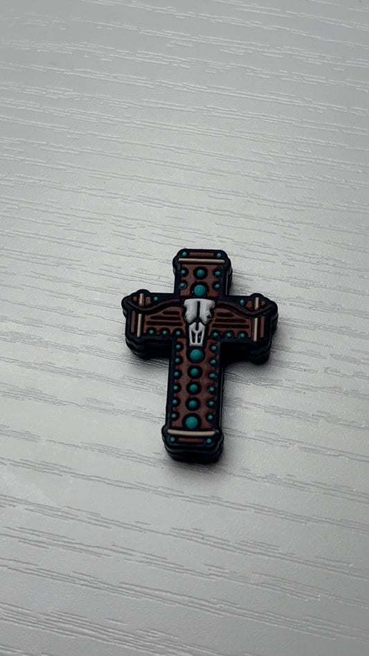 Cross silicone focal bead