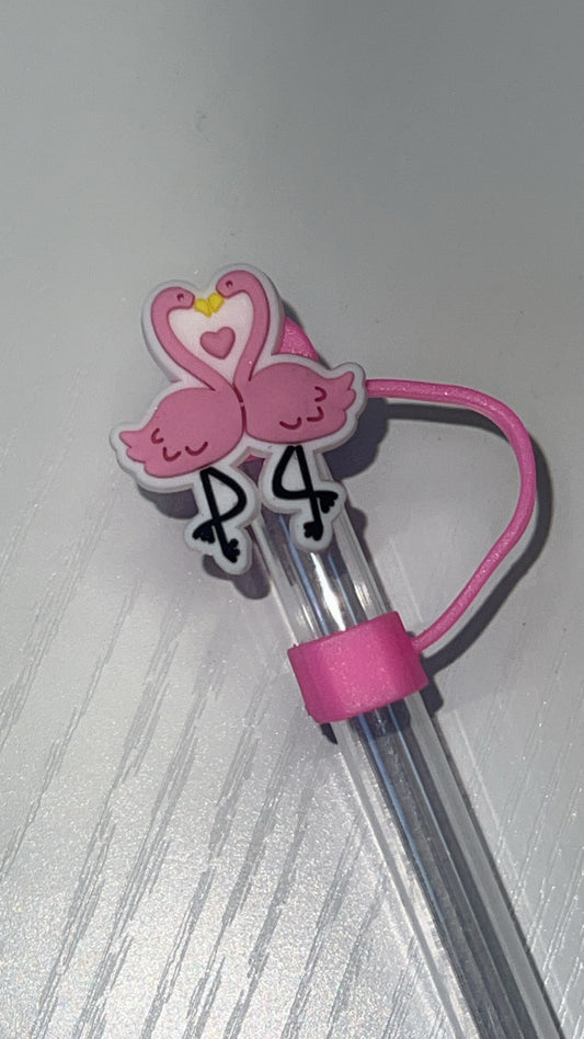 Flamingo love straw topper