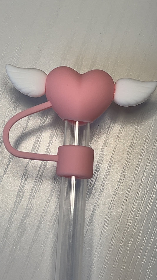 Pink heart straw topper