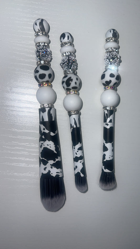Cow print makeup brushes