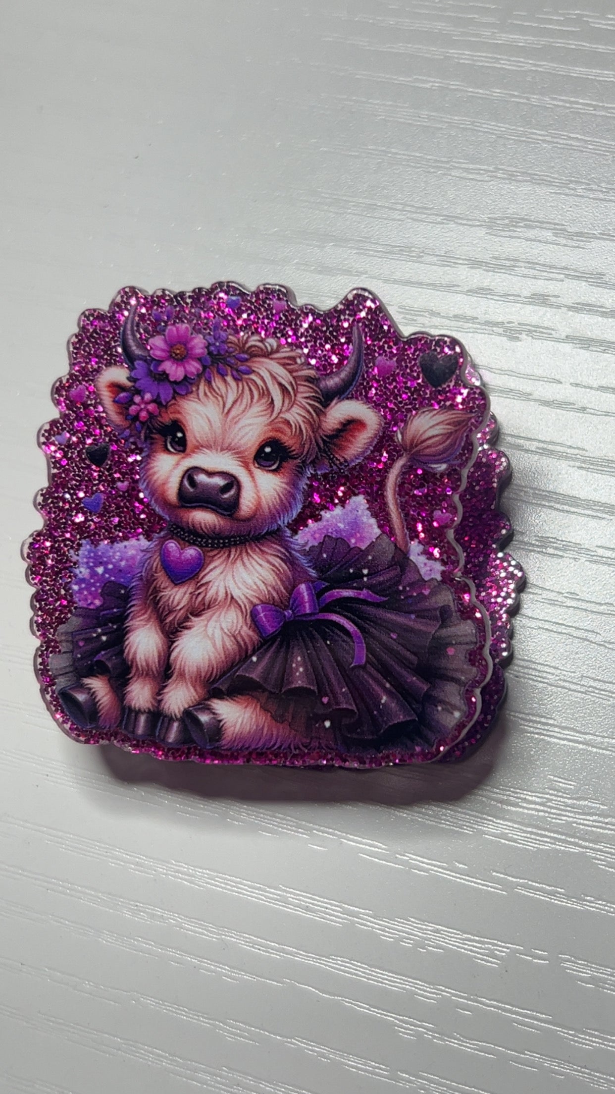 Acrylic Purple Tutu calf bag clip