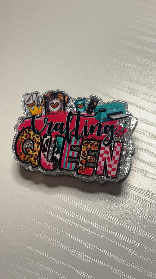 Acrylic “crafting queen” Bag clip